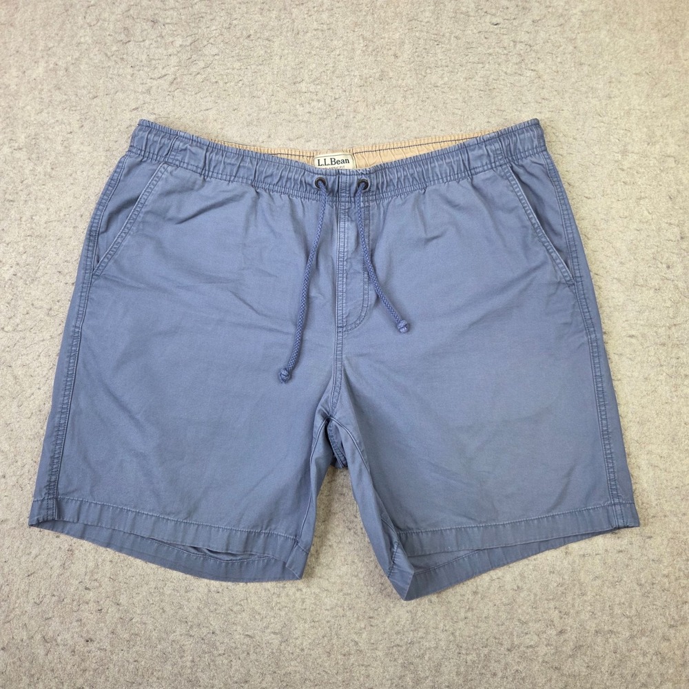 LL Bean Dock Shorts Mens XL Blue Cotton Elastic Waist Drawstring Outdoor 506801